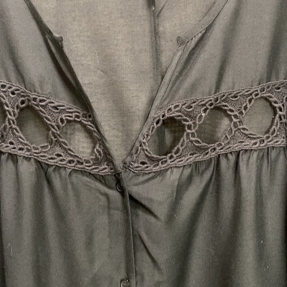 ASOS Swim Coverup shirtdress sheer w circle lace details bell sleeves Size 14 - Picture 5 of 9